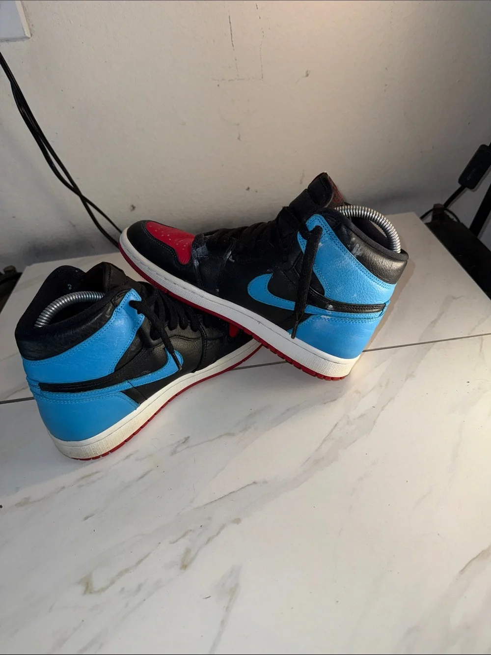 Nike Kids High-Top Sneakers in Blue, Black & Red Jordan’s